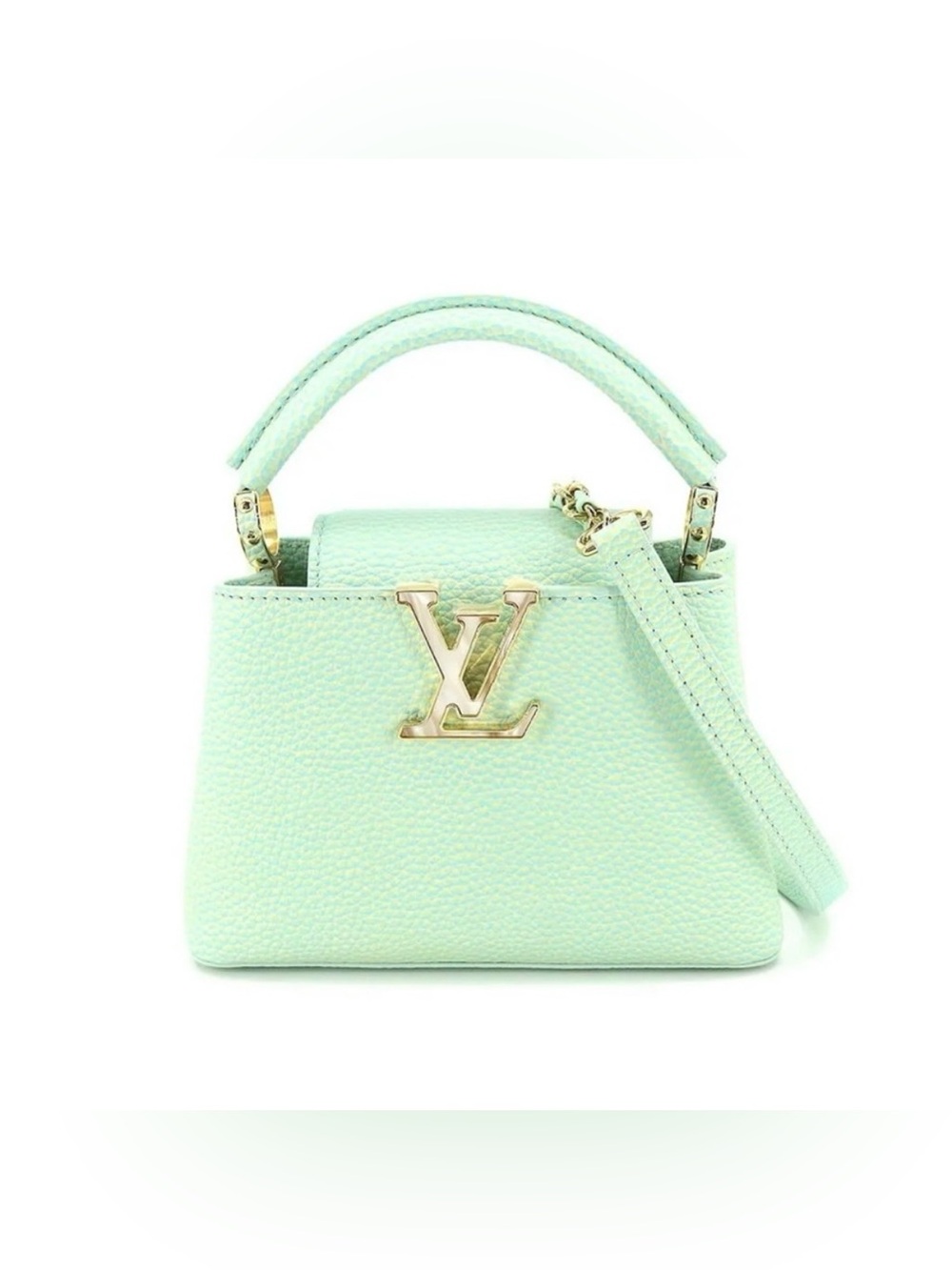 Louis Vuitton Capucines Mini Taurillon Leather Stardust Green Vert d'eau Handbag